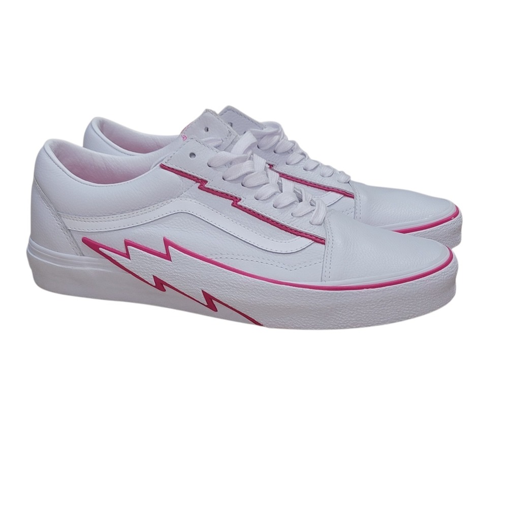 Vans Old Skool Bolt Leather Pop Pink Glow Sneaker Shoes Men's 10.5 / Women's 12